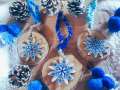 Ciondoli legno blu brillante