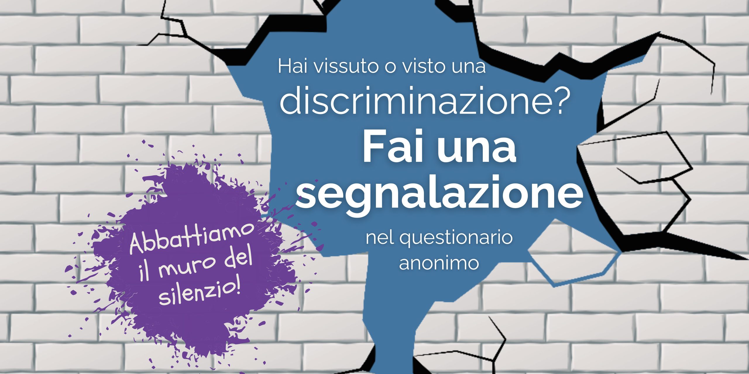 Banner orizzontale- Questionario progetto monitoraggio discriminazioni in Trentino
