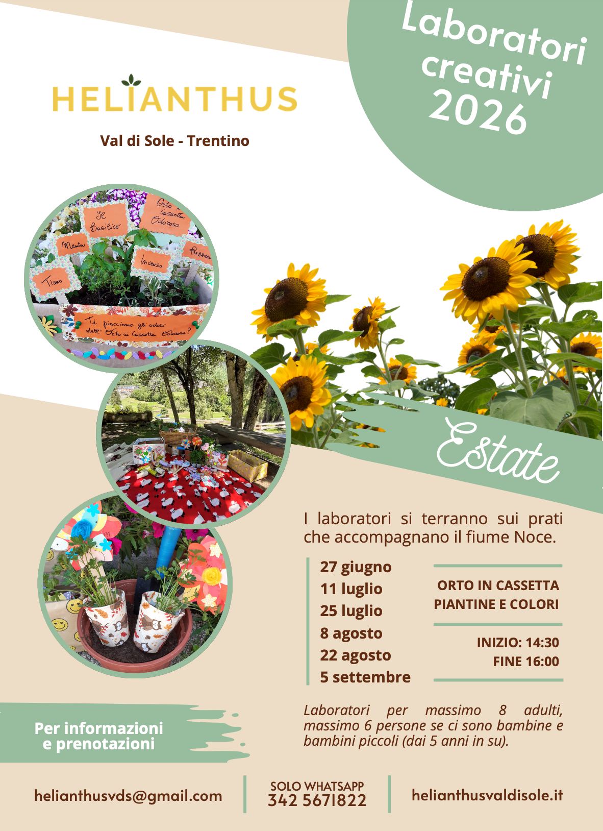 Laboratori creativi per bambini Helianthus 2026